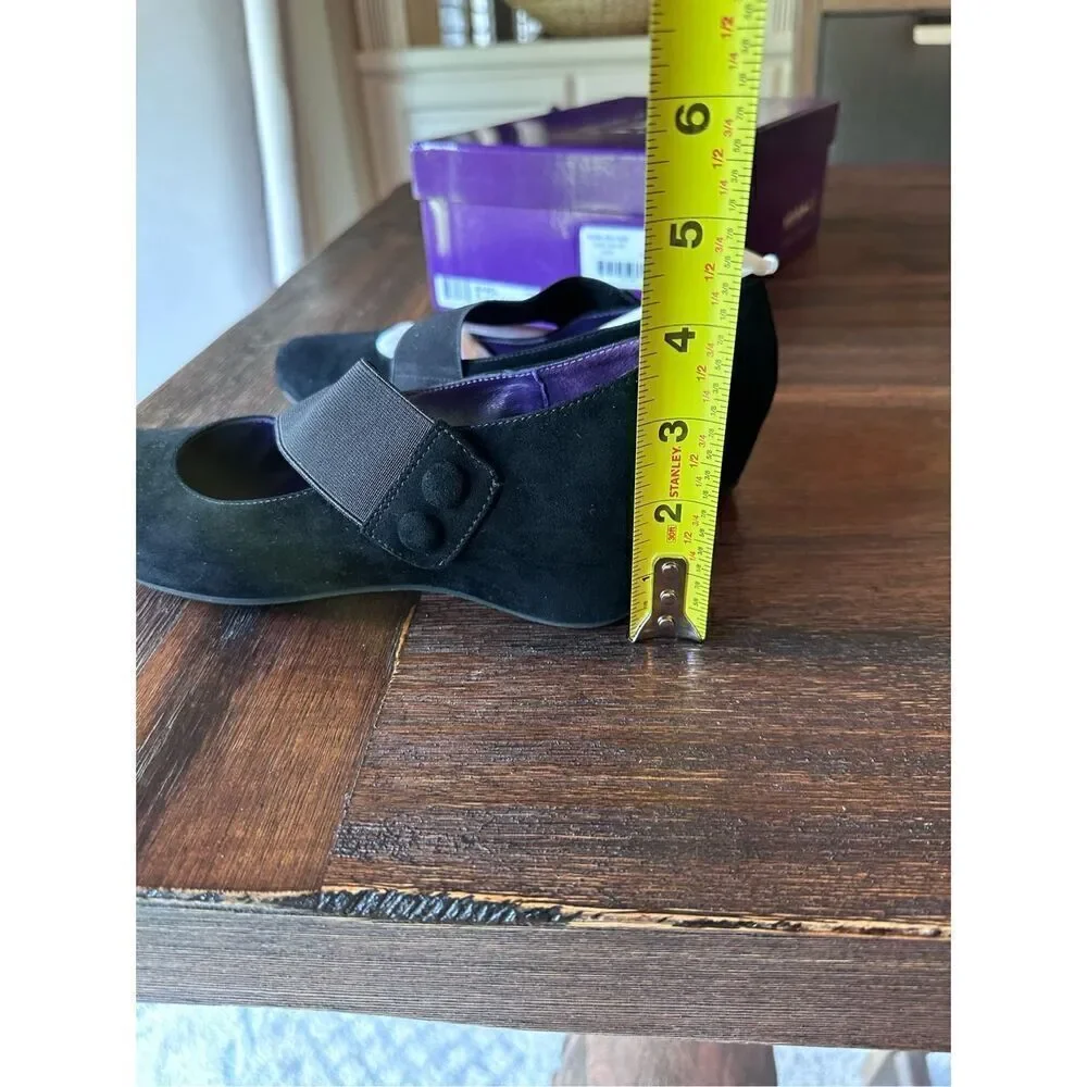 Vaneli Purple Collection black suede Mabel wedge heels